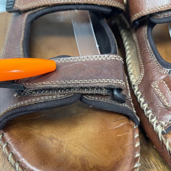 Florsheim Sandals Mens 10 M Brown Leather San Carlos Ankle Strap Open Toe - Picture 4 of 16